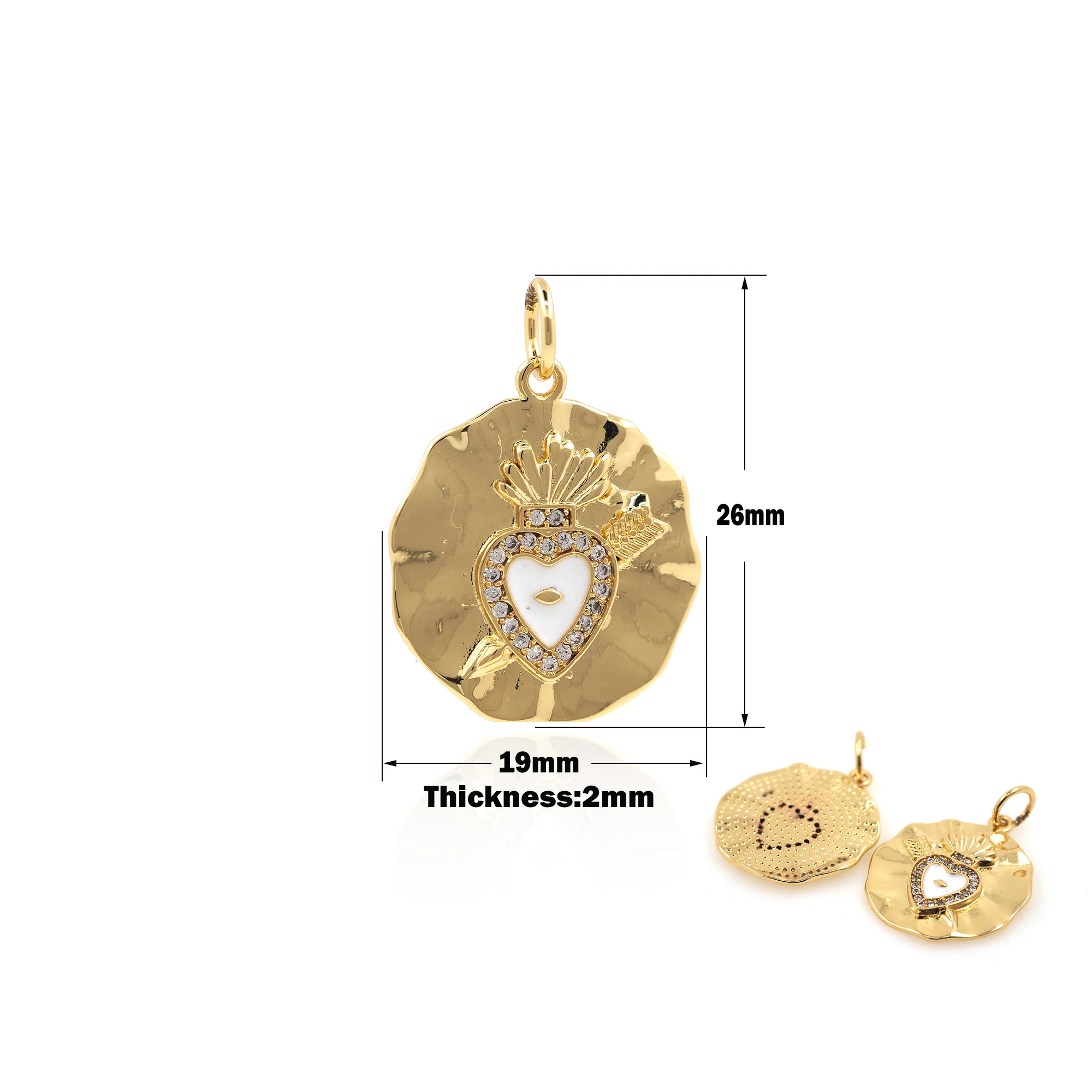 

New Peach Heart Pendant Necklace Psychedelic Hip Hop Enamel Irregular Round Jewelry Suitable for Bracelet Jewelry Making