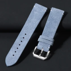Luxurious Soft Suede Quick Release Watch Strap - 22mm (Light - Blue)