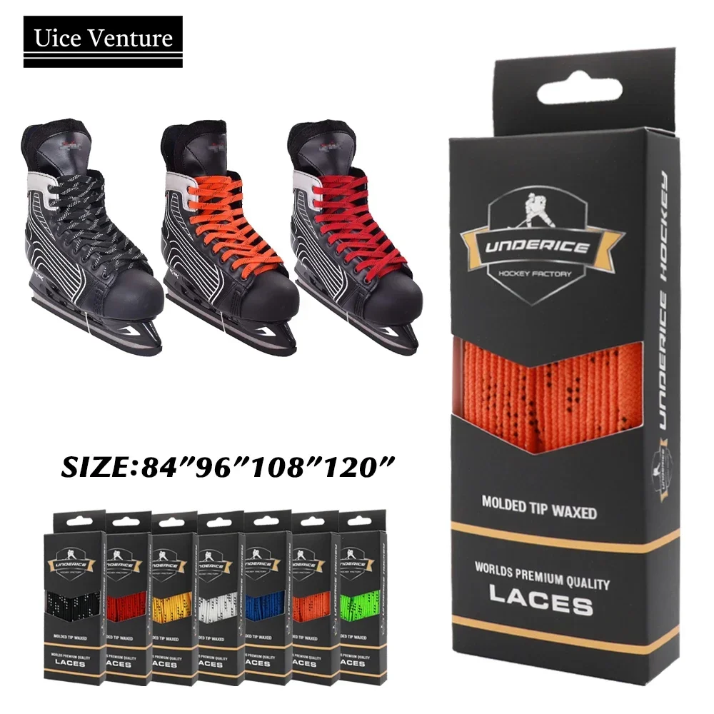 Ice Hockey Shoelaces Box-Packed Ice Hockey Skate Laces 84/96/108/120in Dual Layer Braid Extra Reinforced Shoelace 6