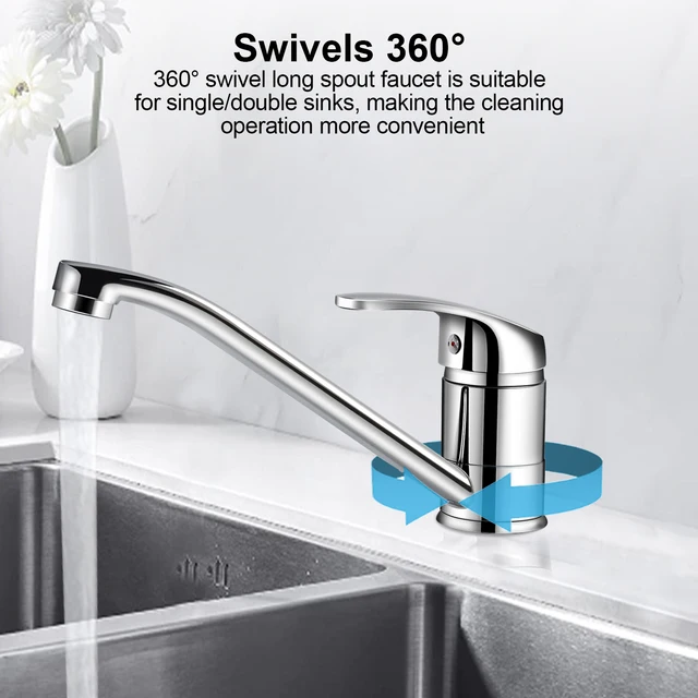 Rubinetto da cucina G3/8 Rubinetto da bagno misto caldo e freddo Rubinetto per lavabo girevole con maniglia singola Rubinetto per lavabo da piano 6