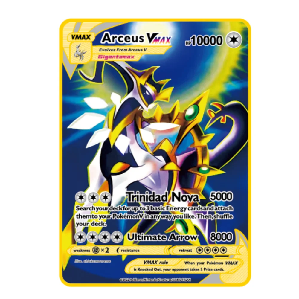 10000 Arceus Vmax DIY gold pocket monster cards, English iron