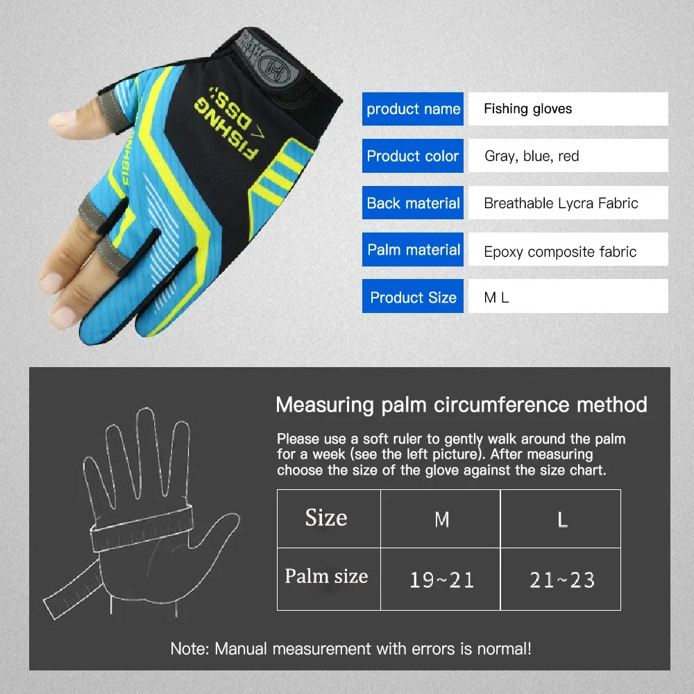 Three Fingers Cut Fishing Gloves Tool Men Anti-slip Outdoor Fishing Gloves Accessories Fish Finder Elasticity Glove