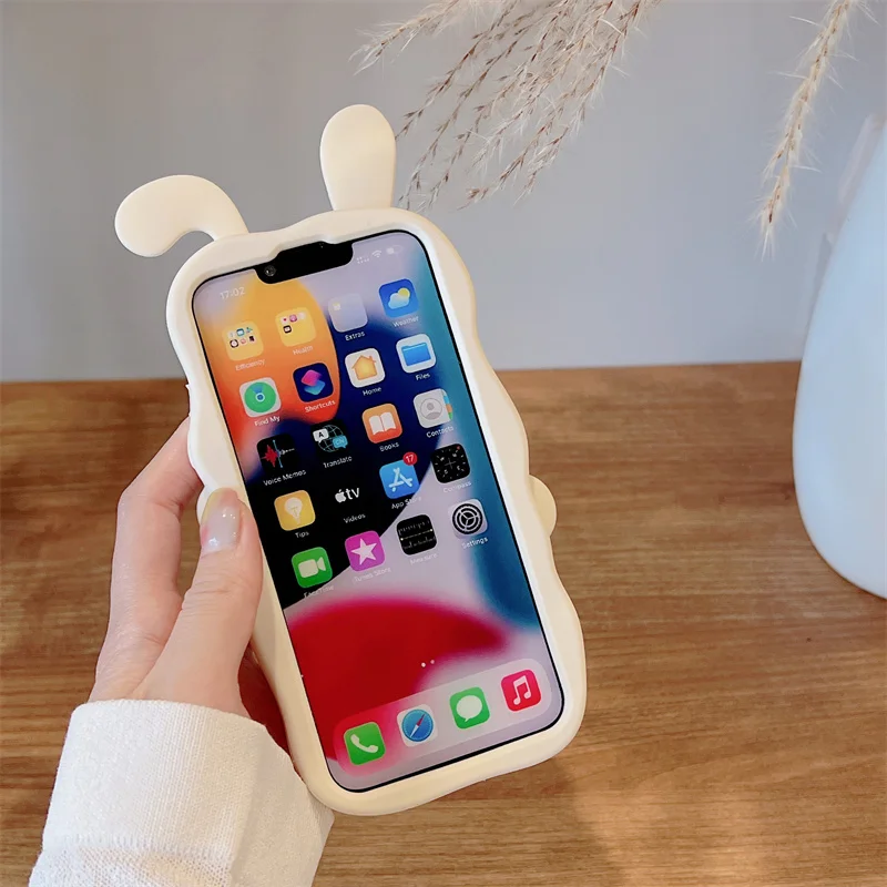 Sevimli Tavşan Kulaklar Silikon 3D Kılıf Iphone 14 Artı 13 12 11.