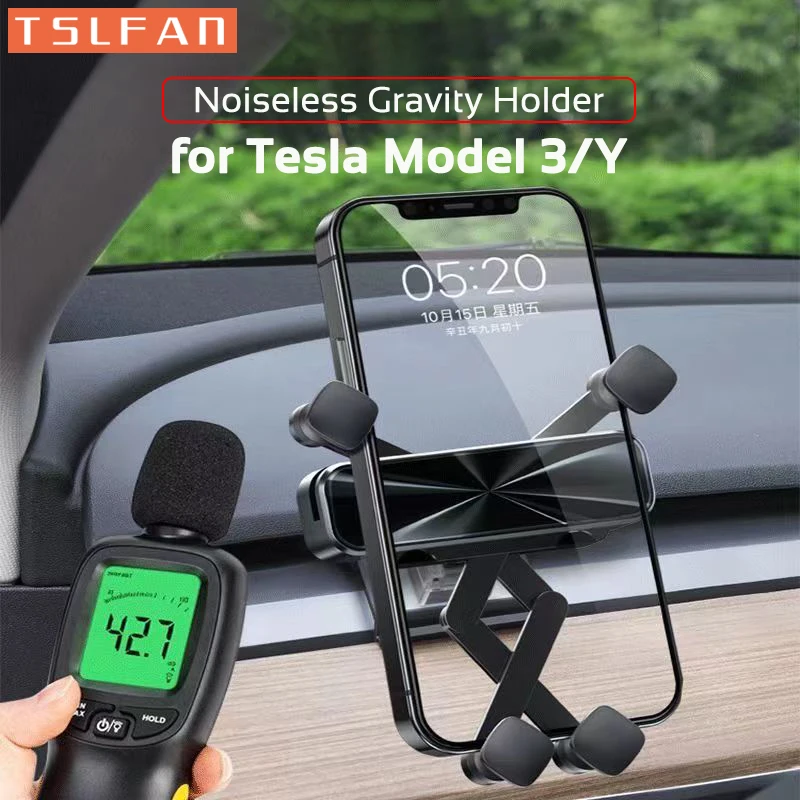 Noiseless Gravity Car Phone Holder Mobile Cellphone Stand for Tesla Model 3 Y-Support Mount Vent Clip Accessories