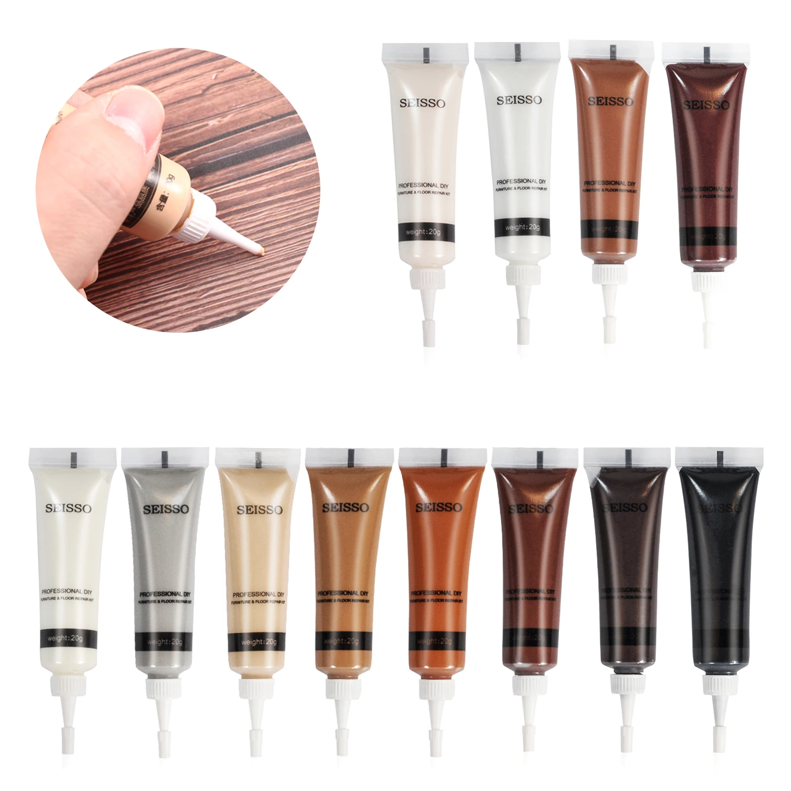 Description Picture 4 of itemWood Repair Kit Floor Repair Wood Filler 12 PCS Touch Up Furniture Repair Kit Furniture Scratch Kit for Table Door Cabinet