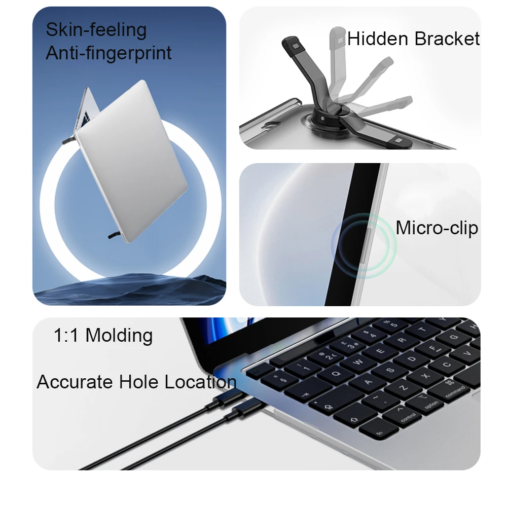 Wiwu-capa para Notebook com Suporte Capa Fosco Anti-impressão Digital Macbook Air 13 15 Pro 13 m1 m2 m3 14 16 - Imagem 6