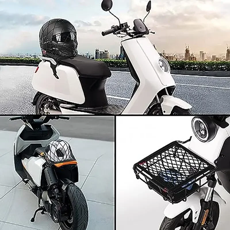 Motorcycle Cargo Net High Elastic Double Layer Motorcycle Net For Helmet Storage 10"X11" Bungee Cargo with Hooks Luggage motorcycle cargo net motorcycle luggage net