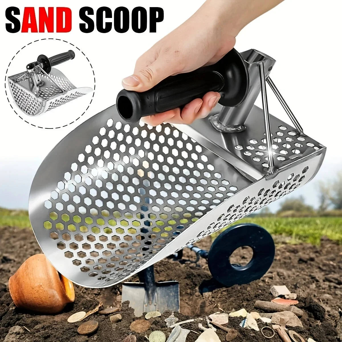Sand Scoop For Metal Detecting Heavy Duty Metal Detector Beach Finds Scoop Equipment Utensils Supplies Sand Scoop Garden Gadgets 3