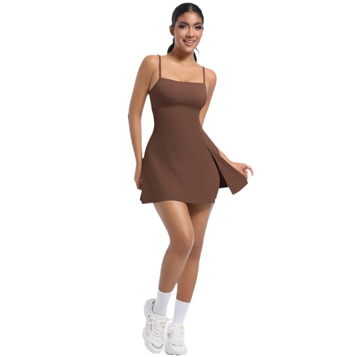 New Anti-exposure Basic Sports Dress With Chest Pad Breathable Outdoor Golf Beauty Back Sling Yoga Tennis Skirt Women