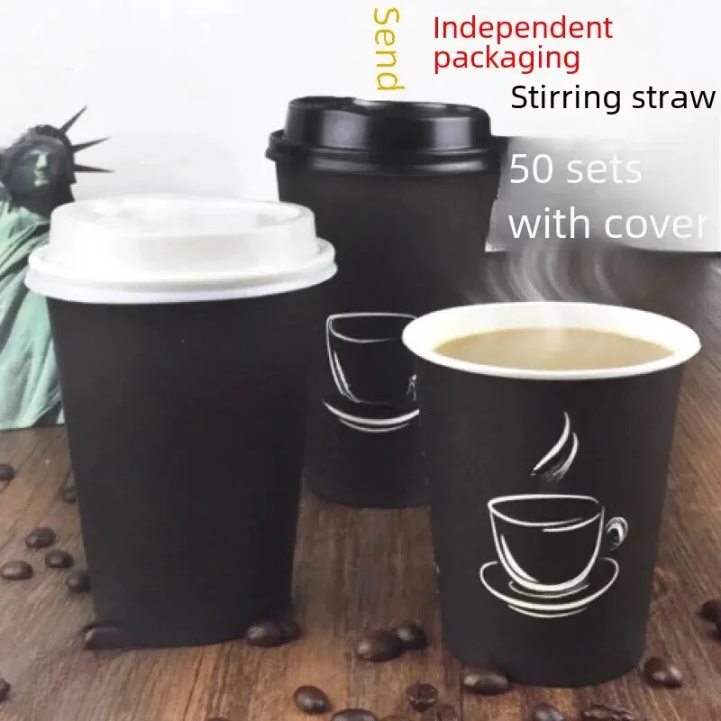 Thickened Disposable Coffee Cup Paper Cup Milk Tea Heat Insulation Anti ...