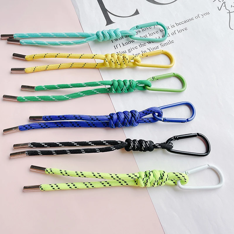 Kreativer bunter geflochtener Lanyard-Schlüsselanhänger Y2K Anti-Verlust-Knoten-Nylonseil-Schlüsselanhänger für Auto-Rucksack-Anhänger-Zubehör Geschenk – Detail 6