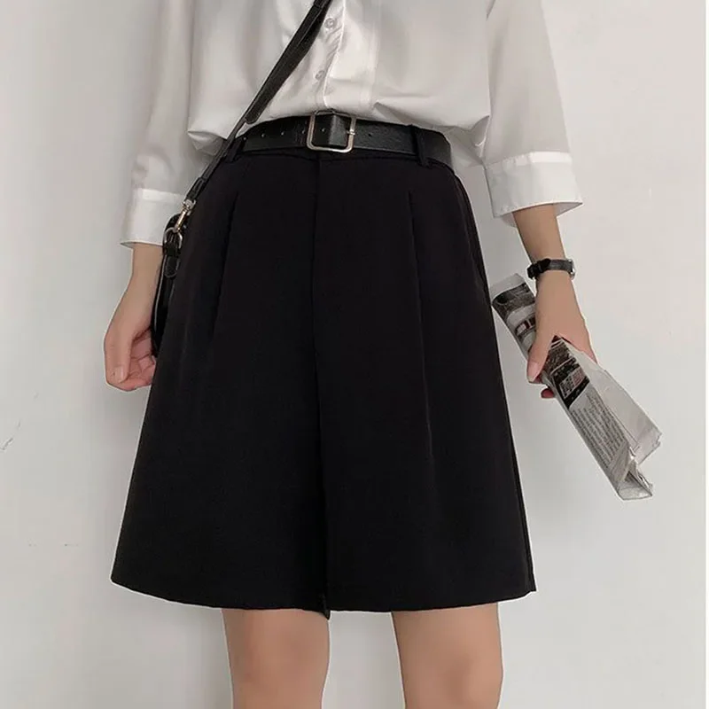 여성용 신축성 허리 세트 반바지, 루즈한 일본 캐주얼 패션, 프레피 스타일, 얇은 스트레이트, 하라주쿠, 신상