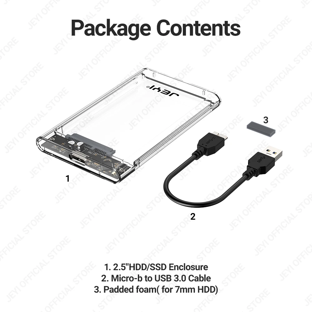 JEYI 2,5 SATA zu USB 3,0 Gehäuse Externe Festplatte Tragbare Festplatte USB 3,0 High Speed HDD für Laptop PC MacBook PS4 PS5 ( – Detail 11