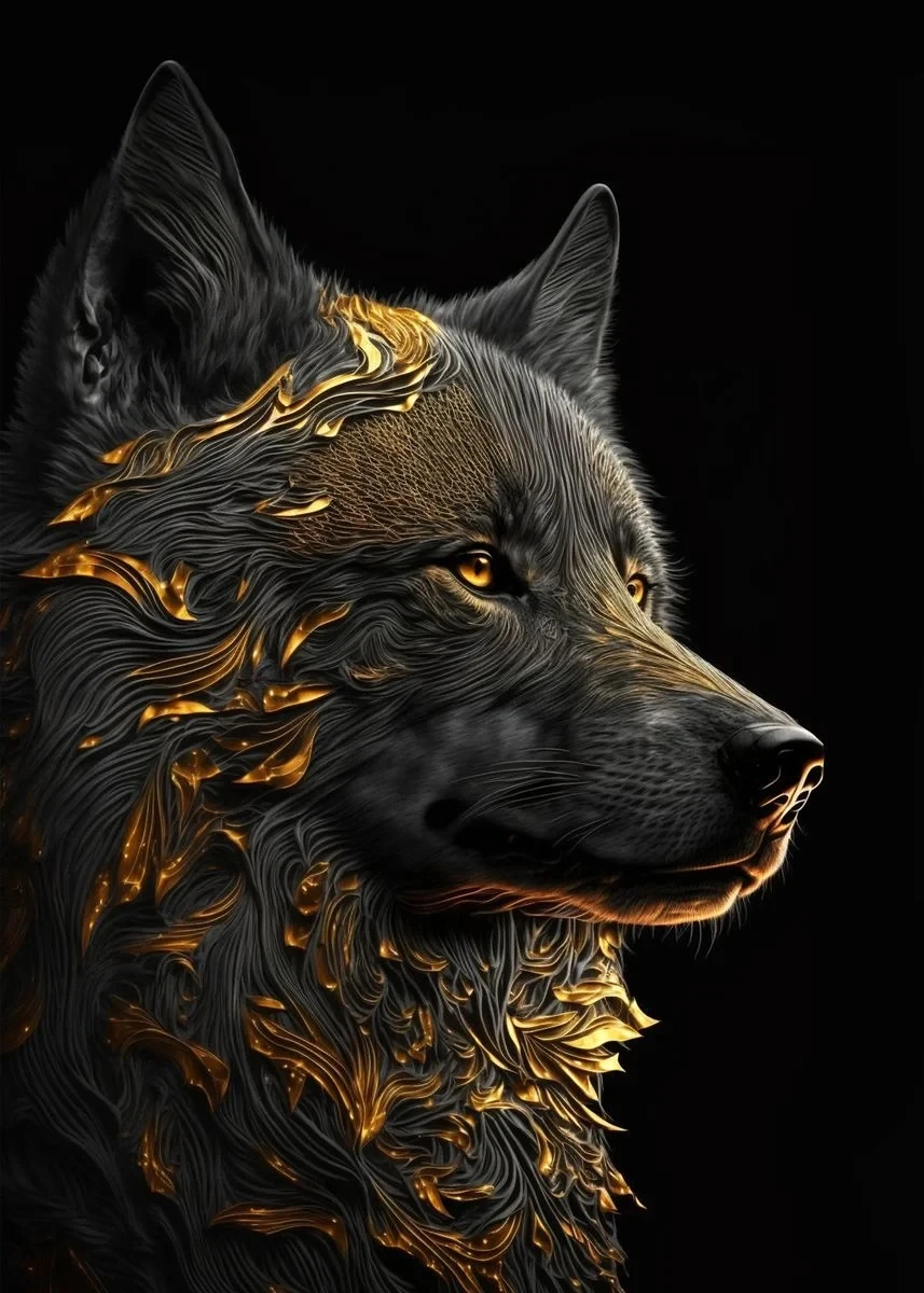 Preto e ouro animais cartaz animal águia leão carpa lobo foto impressão em  tela cartaz arte da parede decoração pintura decoração para casa -  AliExpress, image size:857x1200