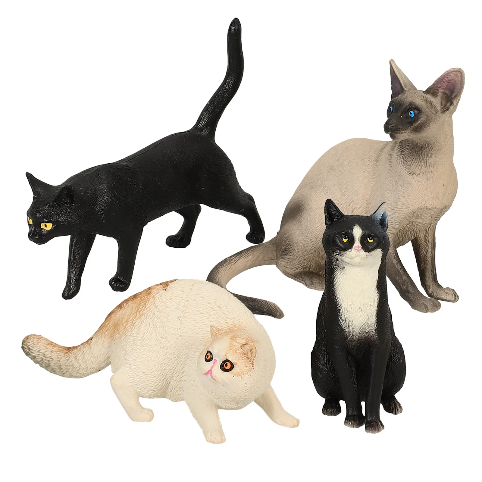 

4 Pcs Cat Model Tiny Cats Kids Toy Decorative Simulation Ornament Photo Plastic Statue