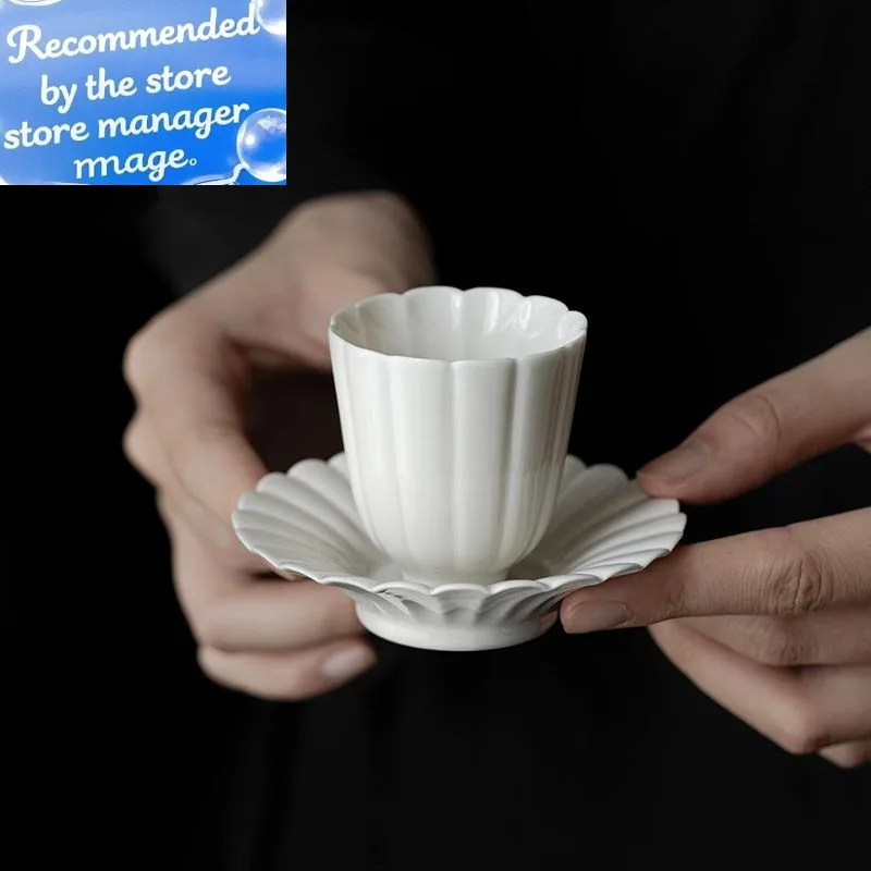 Creative Petals Teacup Chinese Tea Cup Gift Jingdezhen Ceramics Pottery Home Aesthetic Cups Mate Pair Bowl Camping Tool Teaware