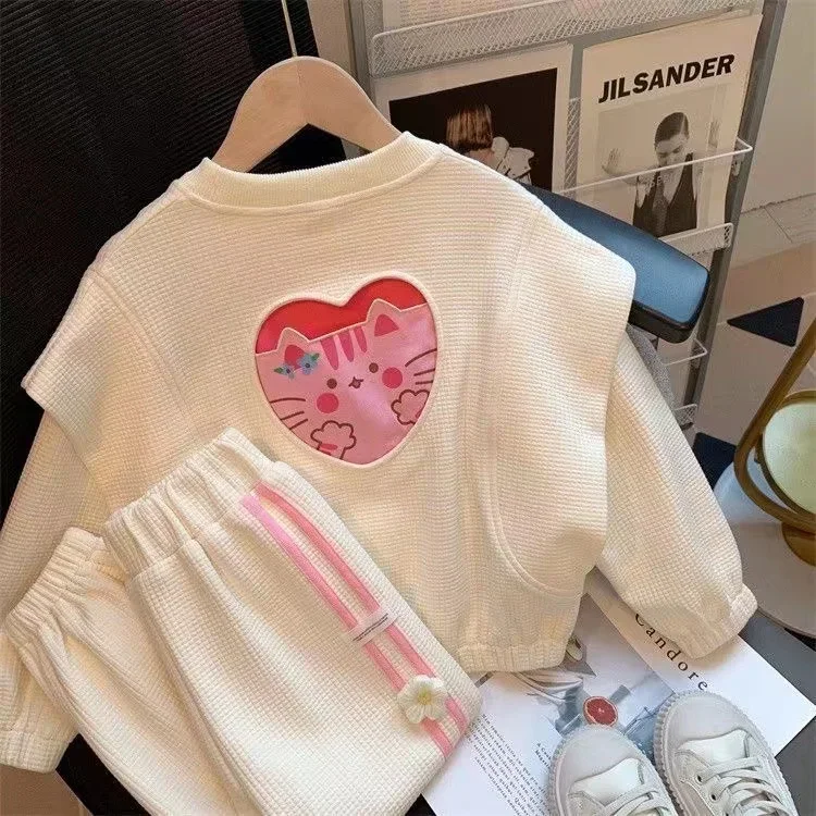 Children's Clothing Sets Love Cat Printed Tops + Pants Kids Clothes Girls Clothes Set 1 To 6 Years Kids Boutique Clothes