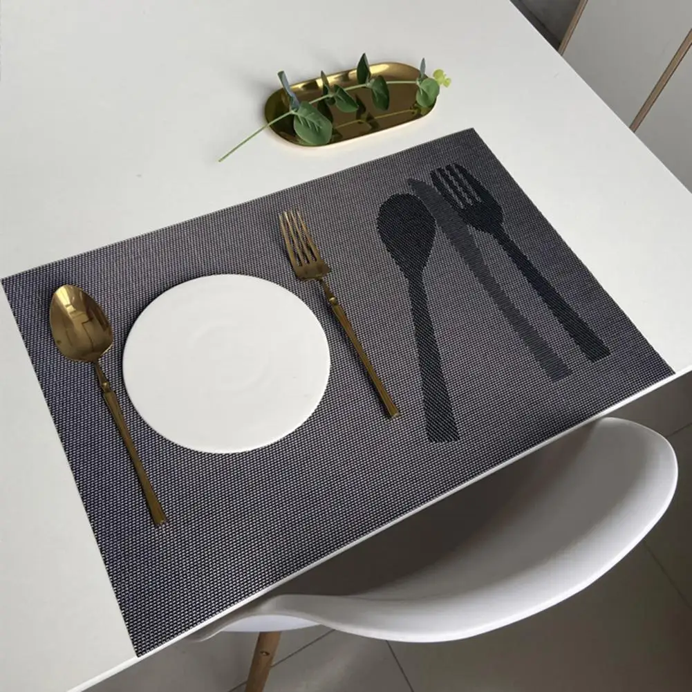 Table Placemat Nordic Style Rectangular Antiskid Foldable Pvc Woven