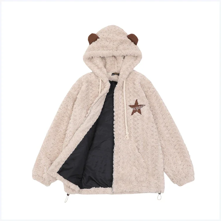 Cashmere Hoodie Coat Women's Loose Thick Winter Clothes