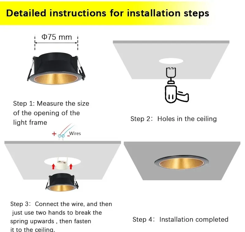 Description Picture 4 of itemWhite-Black Aluminium Recessed Mount Frame GU10/MR16 Lamp Holder Spot Lighting Lamp Holder Socket Fitting Spot Lighting Fixture