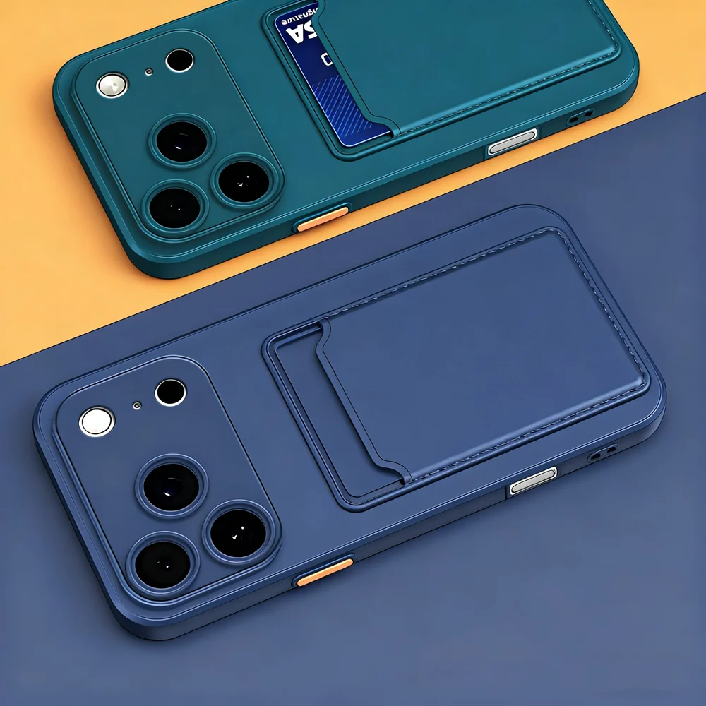 Premium Soft Silicone Card Holder Wallet Phone Case - Shockproof Back Cover with Card Slot