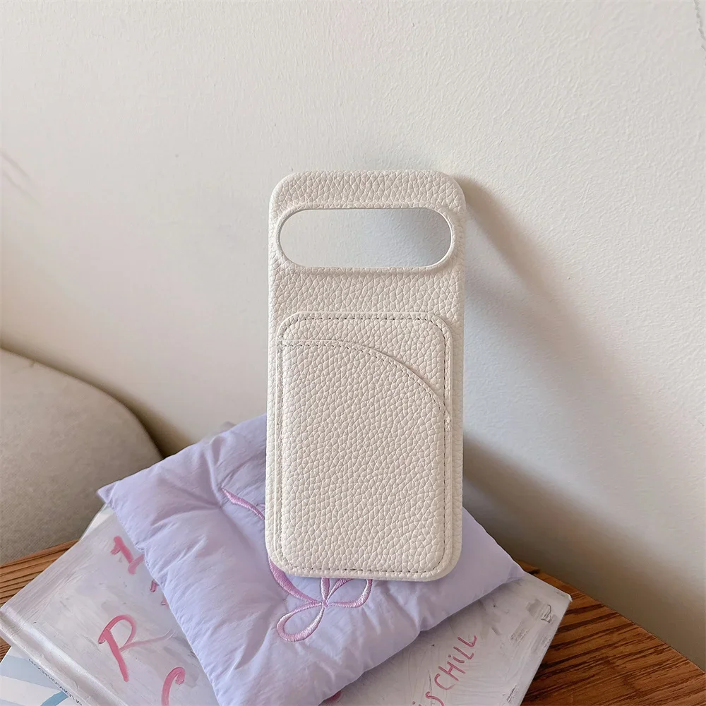Leather Card Holder Wallet Phone Case with Shockproof Hard Shell Protective Cover