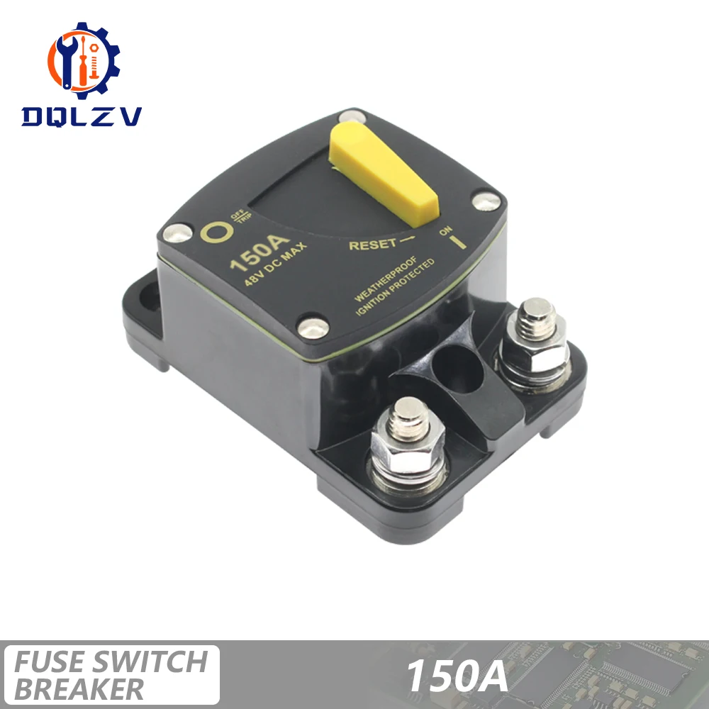 Waterproof DC Circuit Breaker Fuse Reset for Car Audio Amplifiers, 12-48V