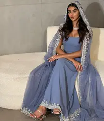 Floor Length Prom Dresses Square Neckline Beadings Sleeveless Regular Straps Evening Dresses Saudi Arabia Women's Formal Dress