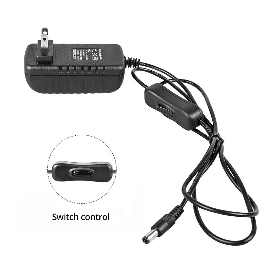12V Power Supply Adapter with Switch EU/US Plug Charger Converter AC 100-240V To DC 12V LED Lighting Transformer Driver 1A 2A 3A