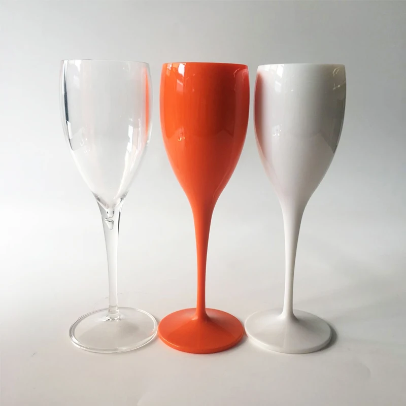 1Cup Champagne Flutes Glasses PC Plastic Wine Glasses Dishwasher-safe White Acrylic Champagne Glass Transparent Orange White