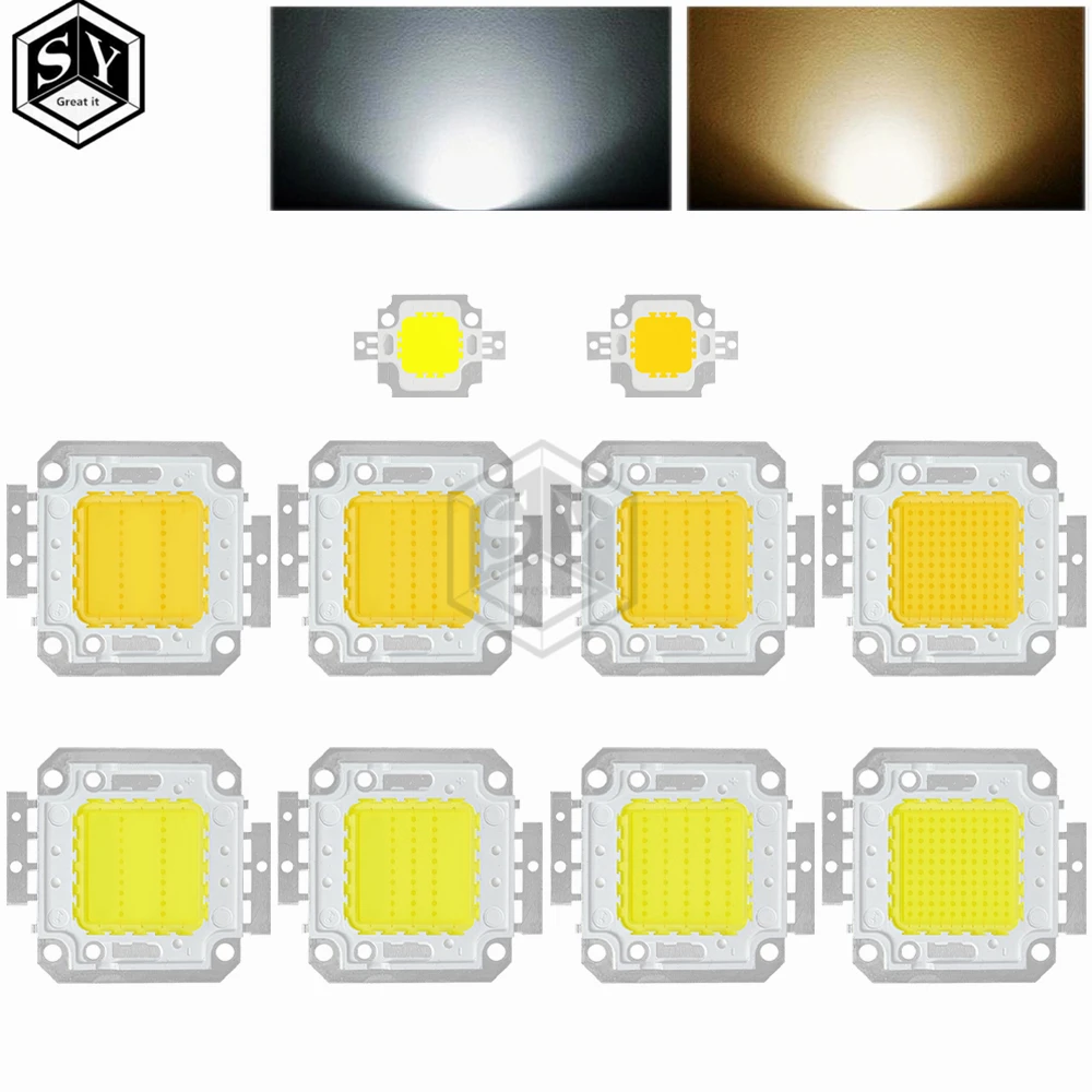Dual White LED Light Chip for DIY Floodlight Spotlight Bulbs - COB Integrated, Multiple Wattage Options