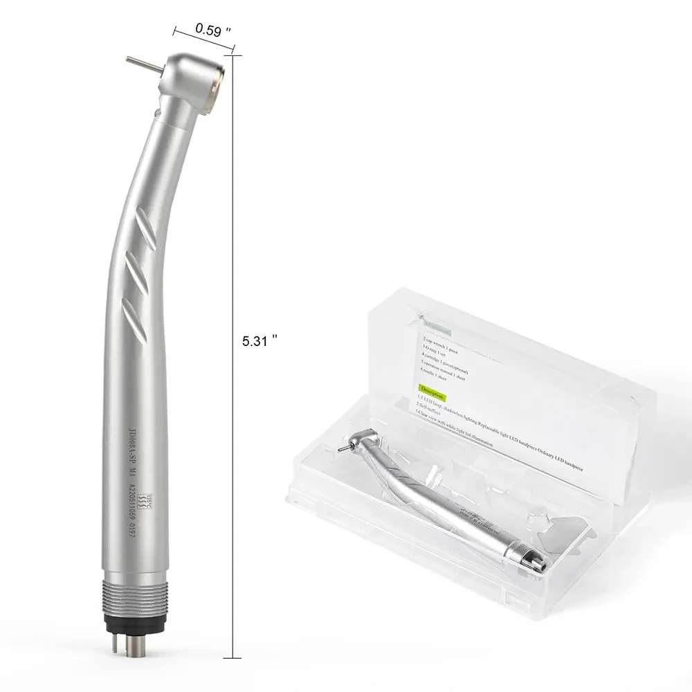 2/4 Holes Azdent Dental LED High Speed Handpiece E-generator Integrated Standard Head Push Button 3 Water Spray JD008A-SP images - 6