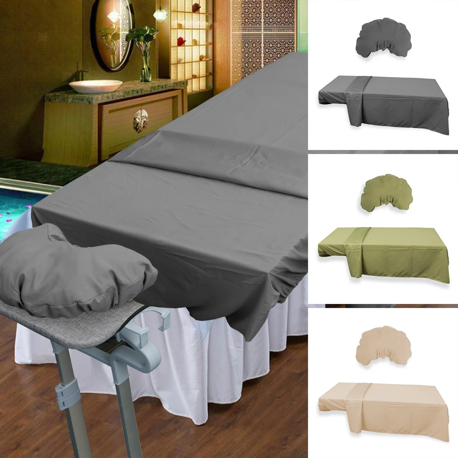 3Pcs Massage Table Cover Beauty Salon Chemical Fibre Massage Bed Cover Comfort Breathable Massage Sheets for Commercial and Home