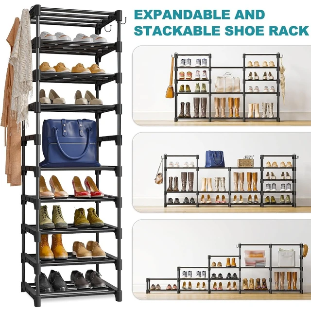 9 Tier Shoe Rack for Entryway 35 Pairs, Stackable Metal Shoe Rack for  Closet, Sturdy Shoe