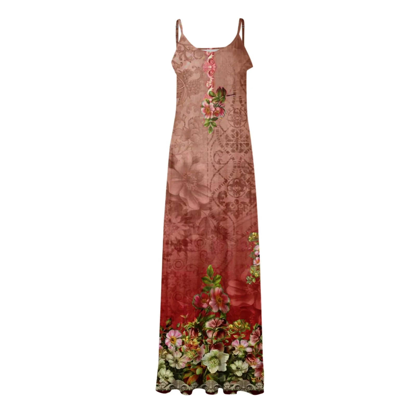 

Women Fashion Long Dress A-Line Casual Sundress O-Collar Sling Beach Dress Printed Bohemian Dress Vestidos Para Mujer Прямая
