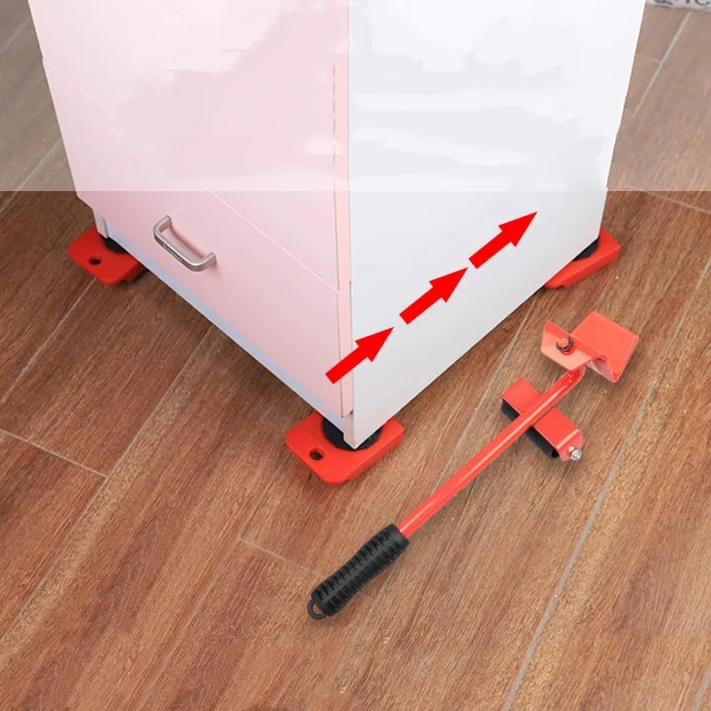 Set di Rulli per Spostamento Mobili, Attrezzo per Sollevamento e Trasporto, Barra con Ruote per Spostare Oggetti Pesanti, Dispositivo Manuale - immagine 3