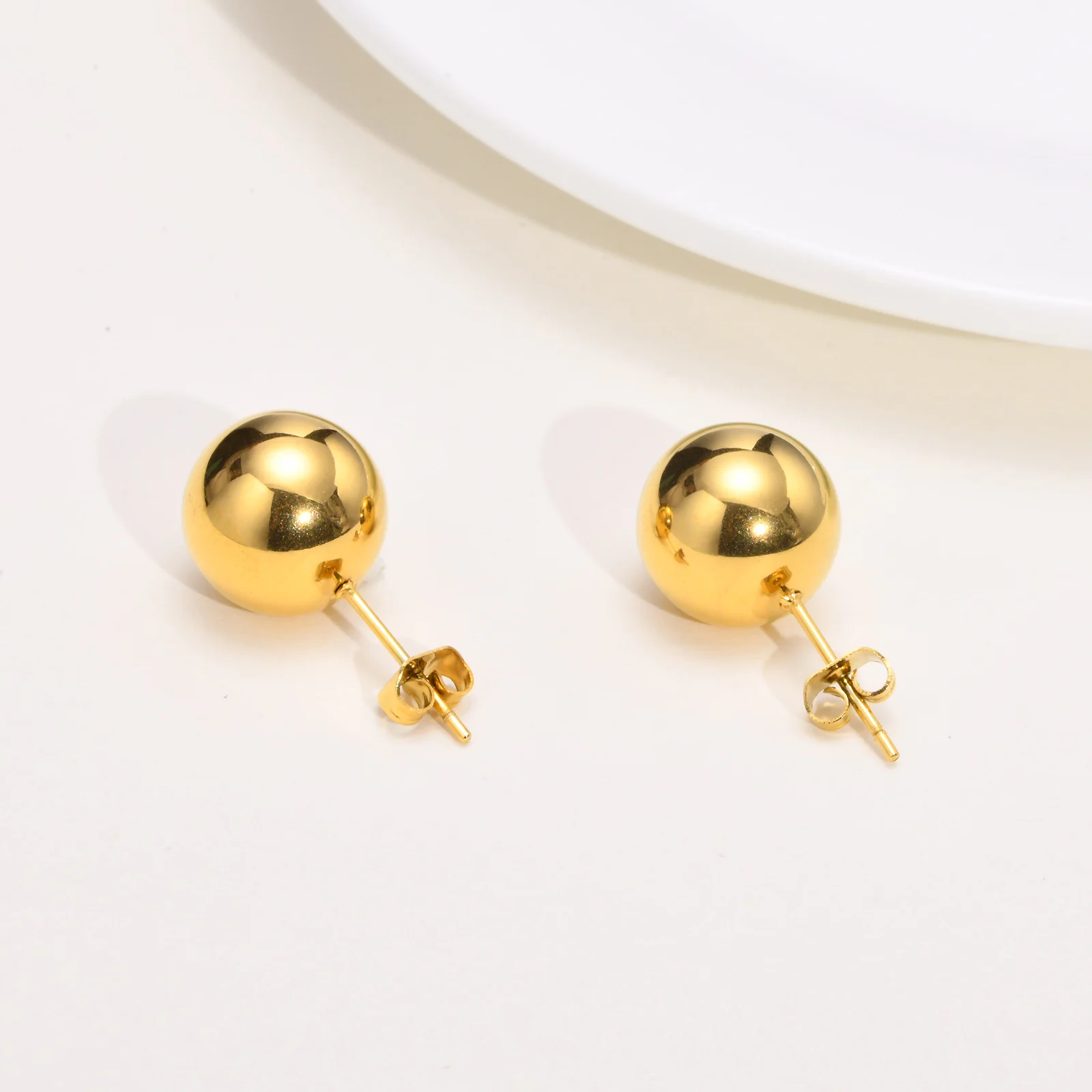 Round Stainlesss Steel Ball Stud Earring for Women,Simple Polished Ball Earring Hypoallergenic Jewelry 6mm-12mm 5