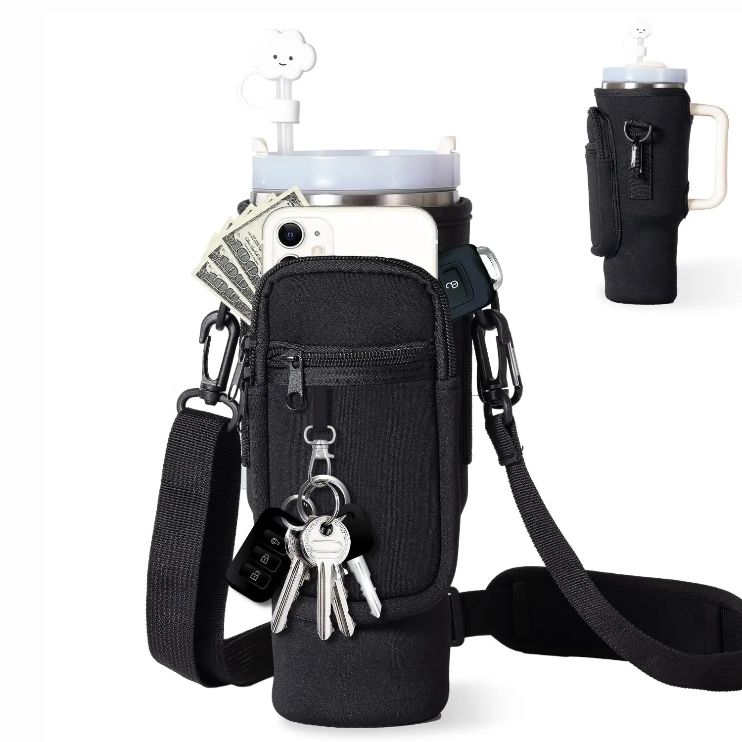 

40oz Water Bottle Carrier Bag Holder Pouch Outdoor Sports Kettle Cup Cover Cups Sleeve Thermos With Portable Adjustable Shoulder