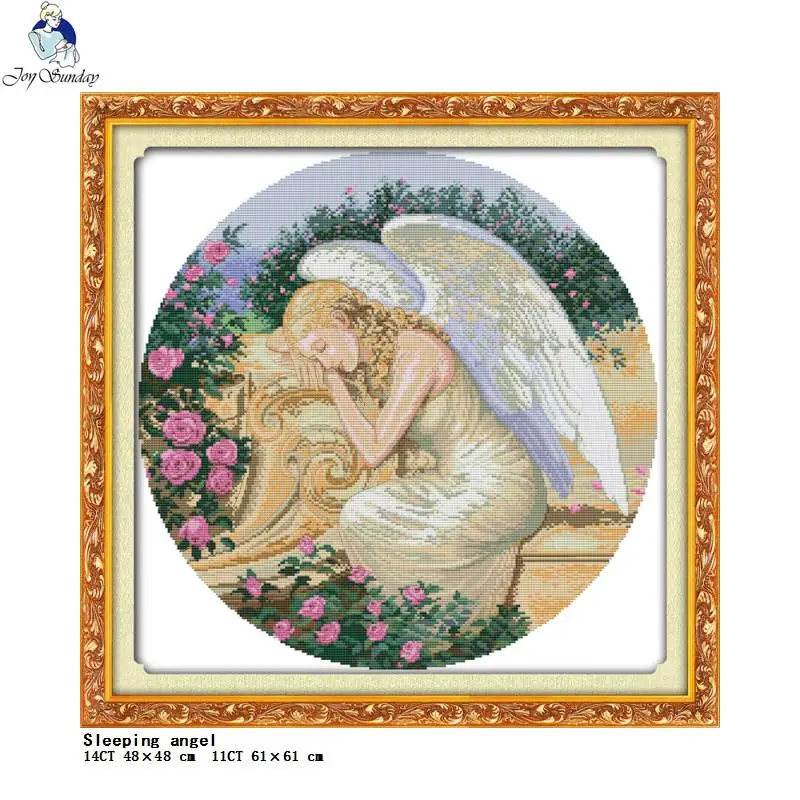 Angel with Wings Series DIY Character Printed Cross Stitch Kit Aida 14CT 11CT White Count Fabric Embroidery Home Decor Painting cross stitch kit