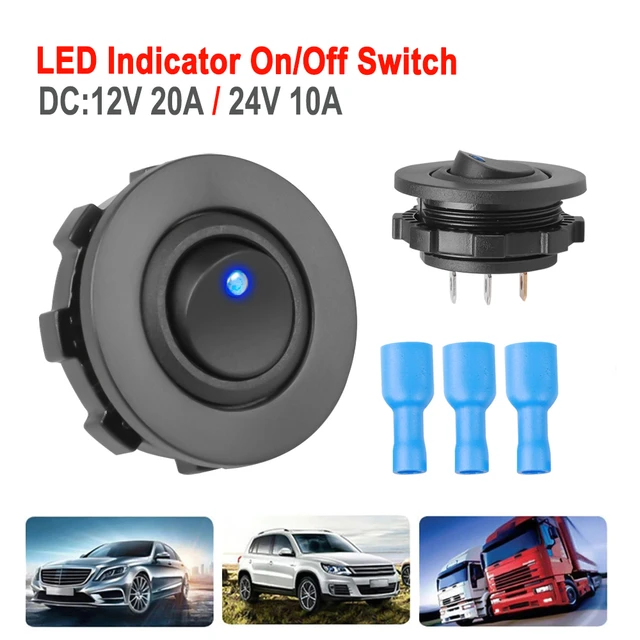 Bouton ON/OFF LED bleu 12V