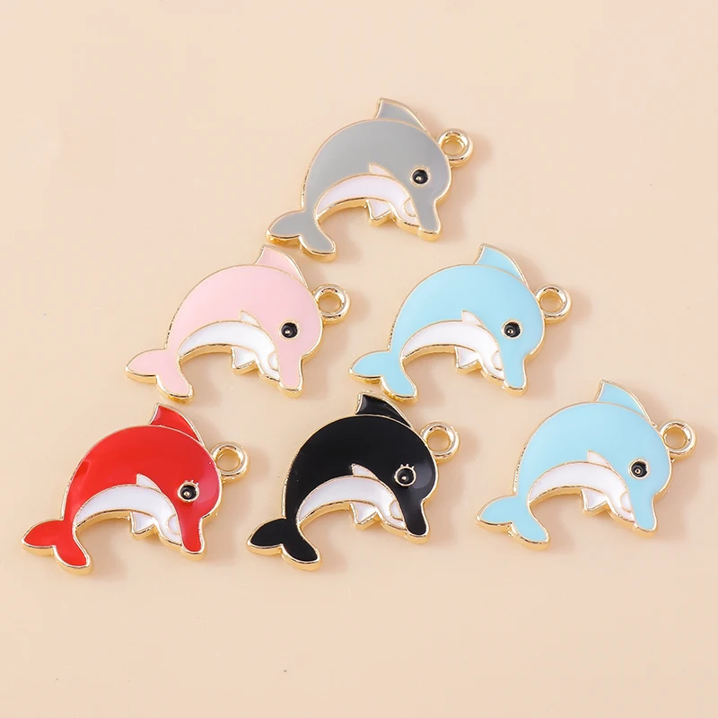 Duarte 20 Teile/los Cartoon Emaille Tier Delphin Charms Anhänger für Schmuck Machen DIY Ohrringe Halsketten Armbänder Zubehör – Detail 8