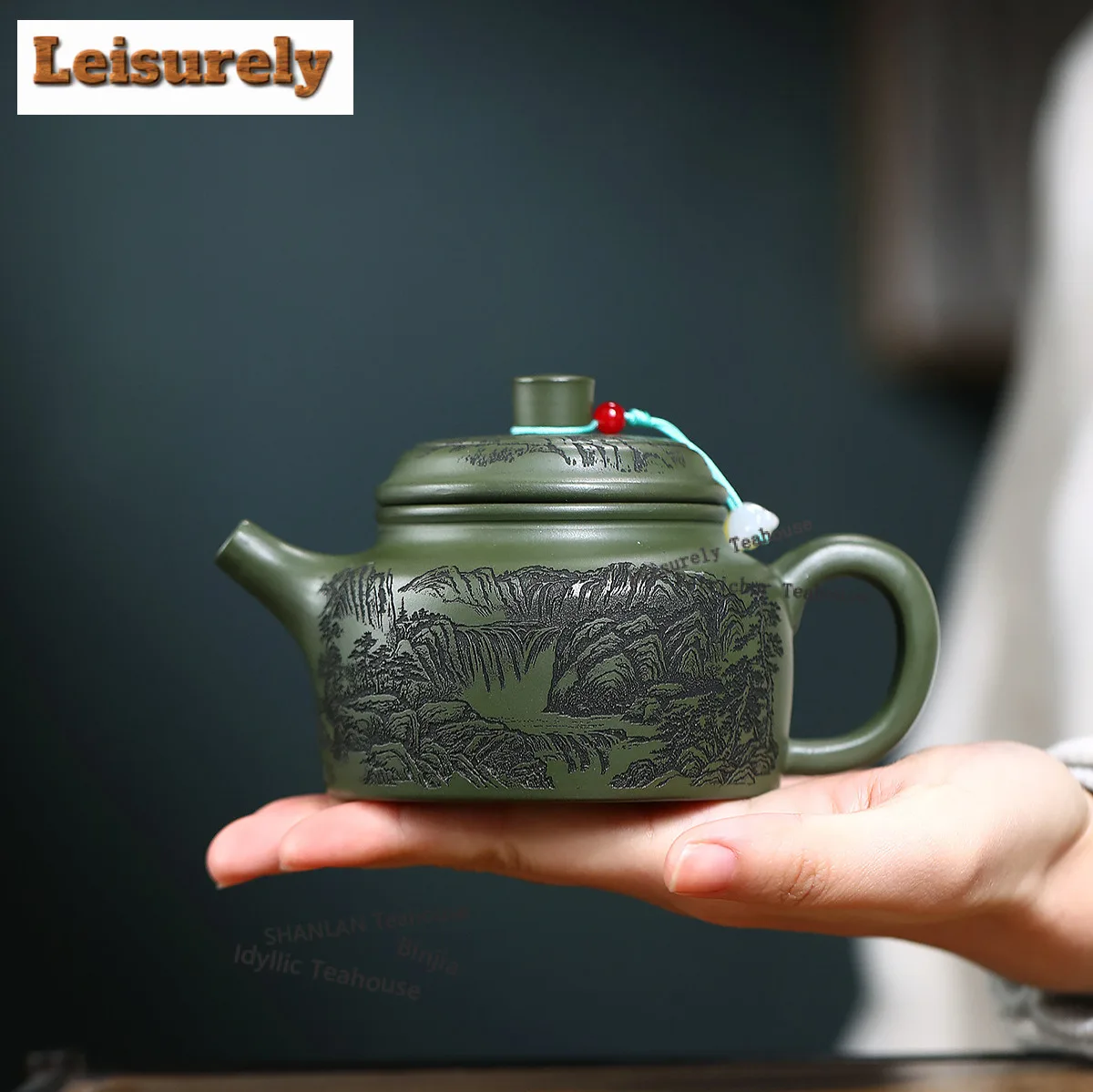 250ml Authentic Yixing Purple Clay Teapots Handmade De Zhong Pot Raw Ore Green Mud Kettle Chinese Zisha Tea Set Cafes Supplies