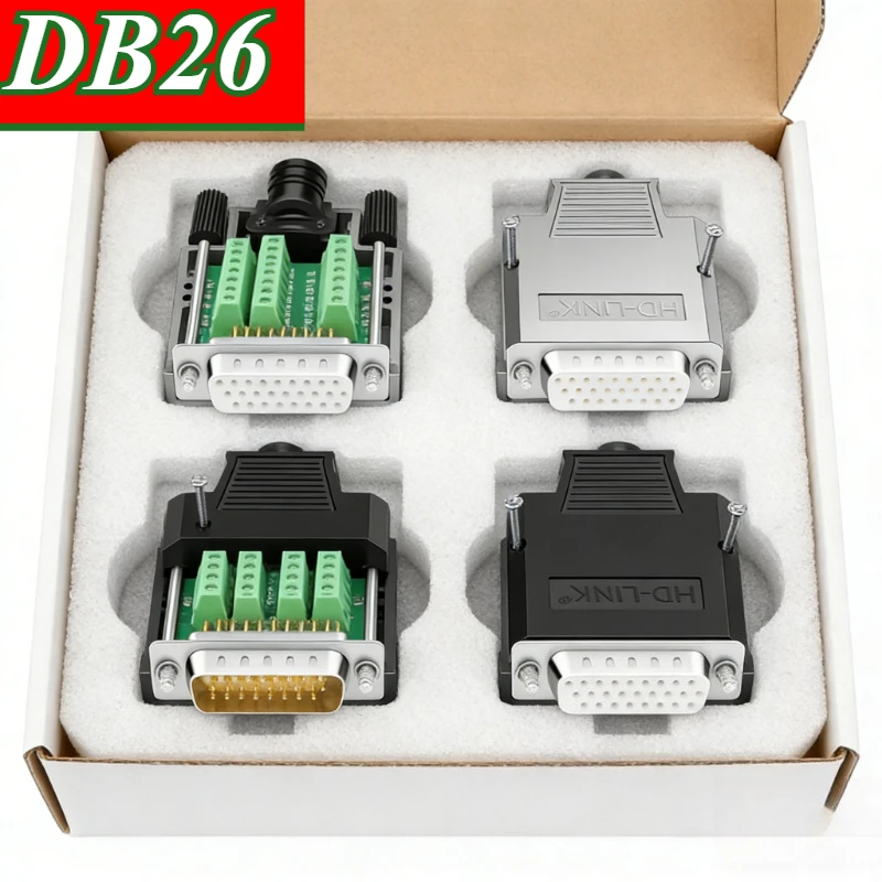 3-row DB26 Male and Female Solderless Plug Industrial 26 Pin Metal ...