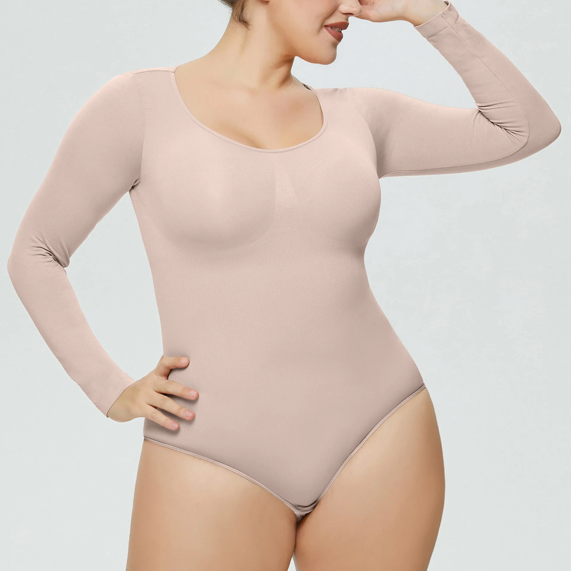 Seamless Shapewear Skims Bodysuit One-piece Shapewear Push Up Butt Lifter  Slimming Sheath Body Shapers Long Sleeve Jumpsuit