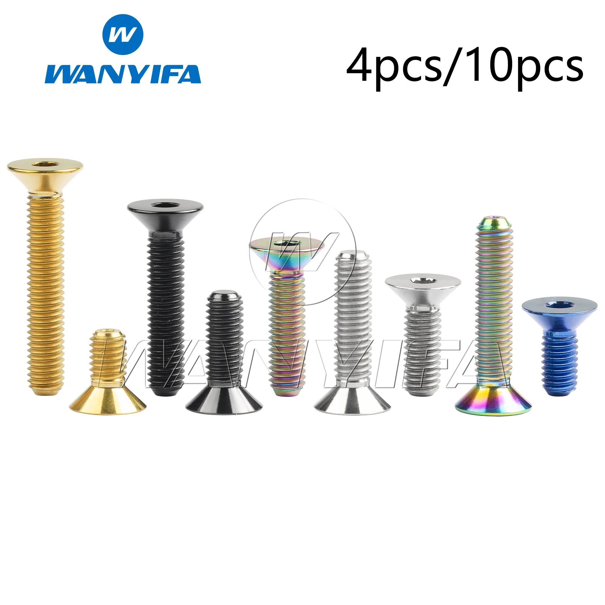 Титановый болт Wanyifa M5, 10/12/15/20/25/30 мм, плоские шестигранные винты с потайной головкой для велосипедных педалей, 4/10 шт.