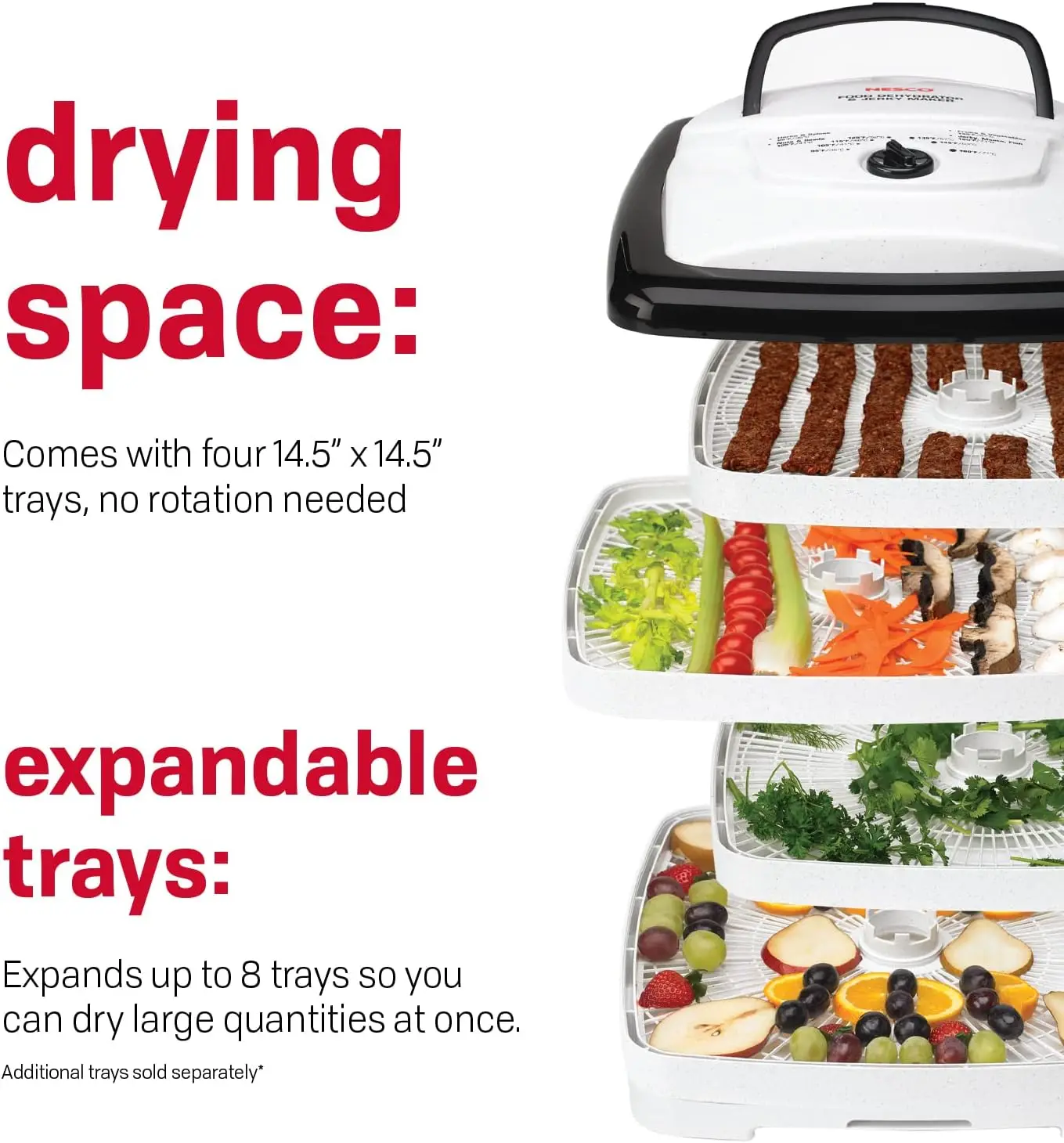 FD-80A Square Shaped Food Dehydrator, For Snacks, Fruit, Beef Jerky, White 3