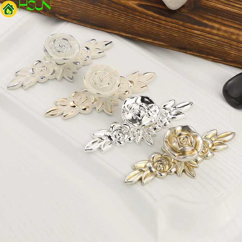 Ivory white single hole rose with base European cabinet door simple exquisite furniture handle 8102