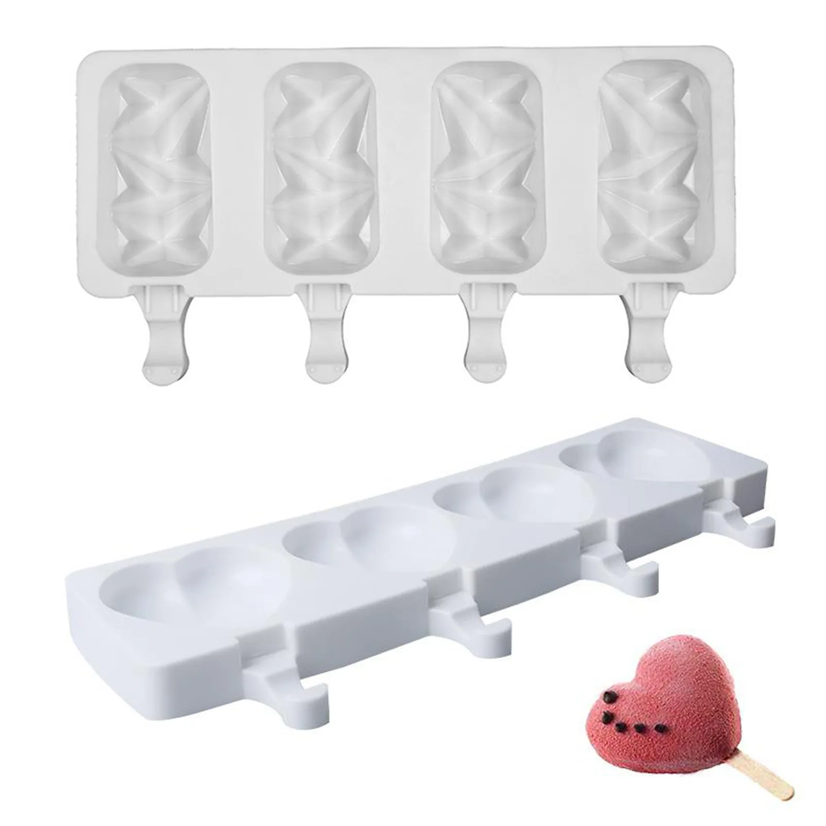 Silicone Ice Cream and Popsicle Mold - 8 Slot Ice Pop Maker and Baking Accessory