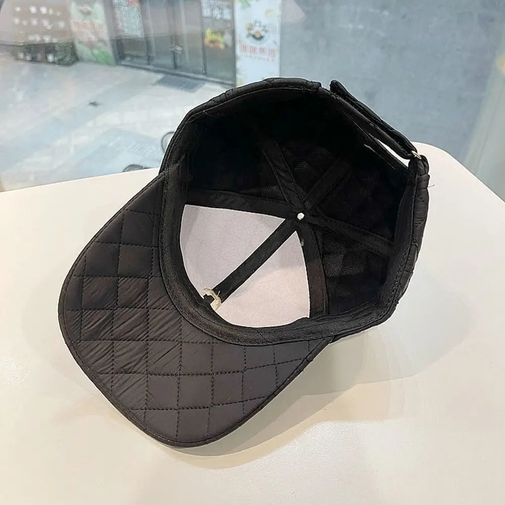 Winter Down Cotton Plaid Baseball Cap For Women