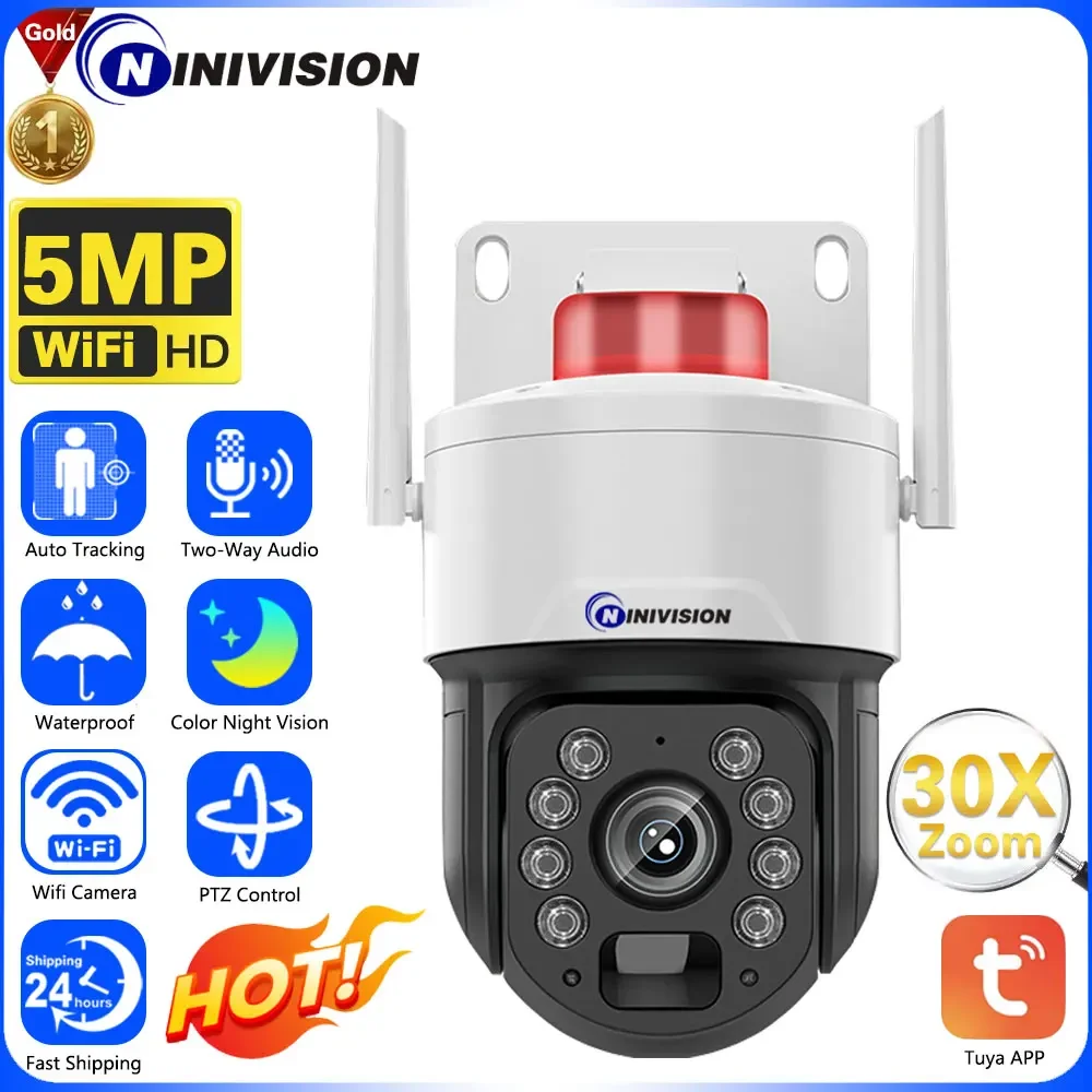 

Smart Life 5MP Tuya Wifi PTZ Security Camera 30X Optical Zoom Outdoor Color Night Vision Wireless CCTV Video Surveillance Camera